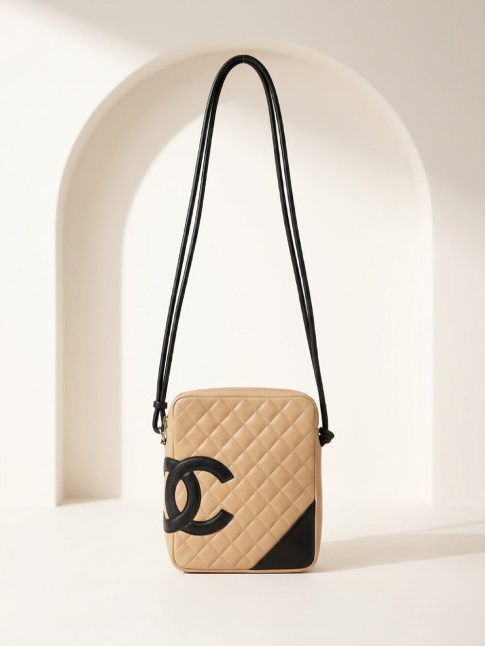 CHANEL Cambon Blush & Black Leather Crossbody with CC Appliqué - Make an OFFER!
